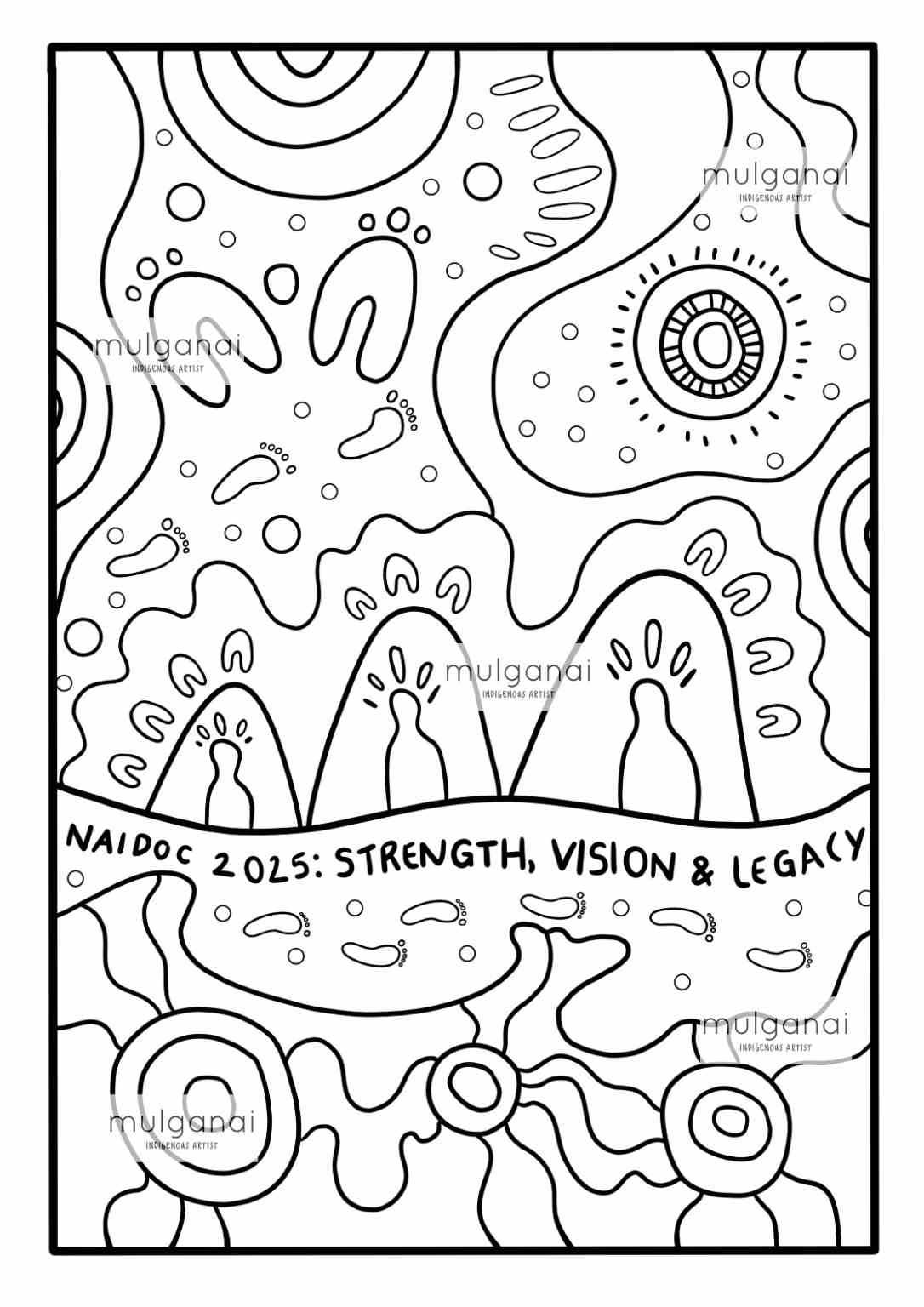 Free Indigenous Colouring in artworks - Mulganai