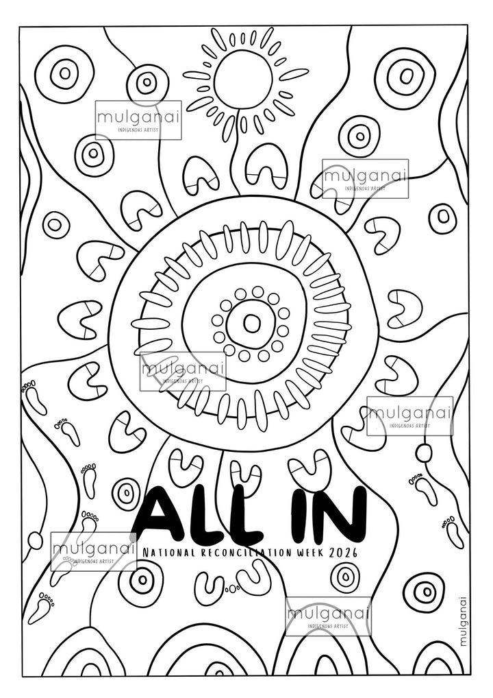 All In Colouring Sheet - National Reconciliation Week 2026 - Mulganai